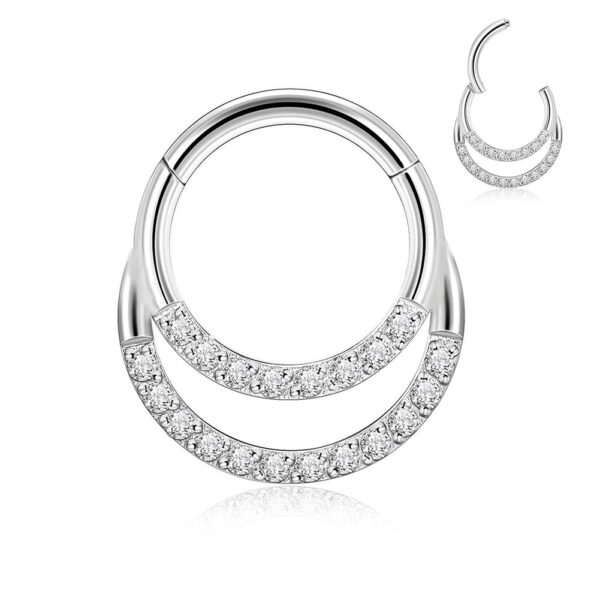 16G CZ Paved Double Loop Hinged Septum Clicker