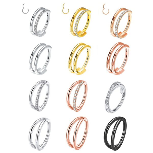 16G Double Hoop Hinged Segment Helix Conch Earrings